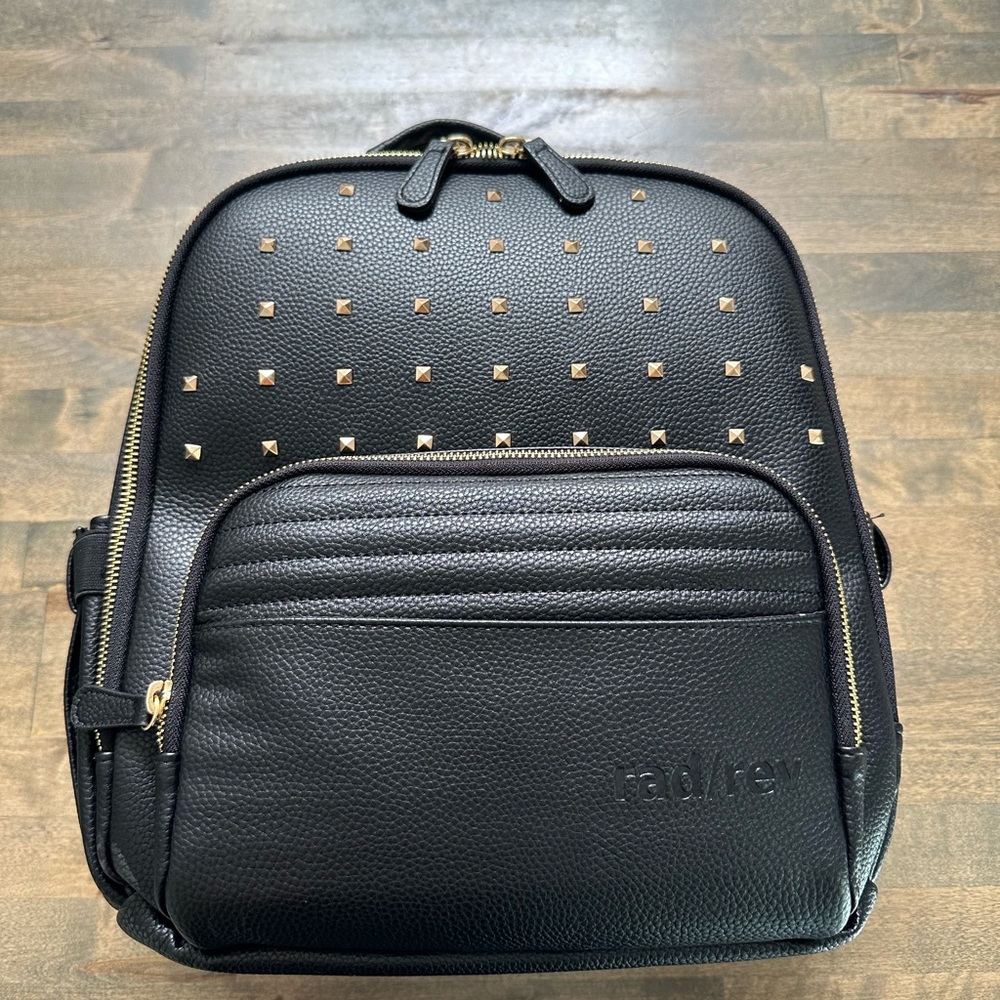 Rad Rev full size backpack diaper bag, new black/gold